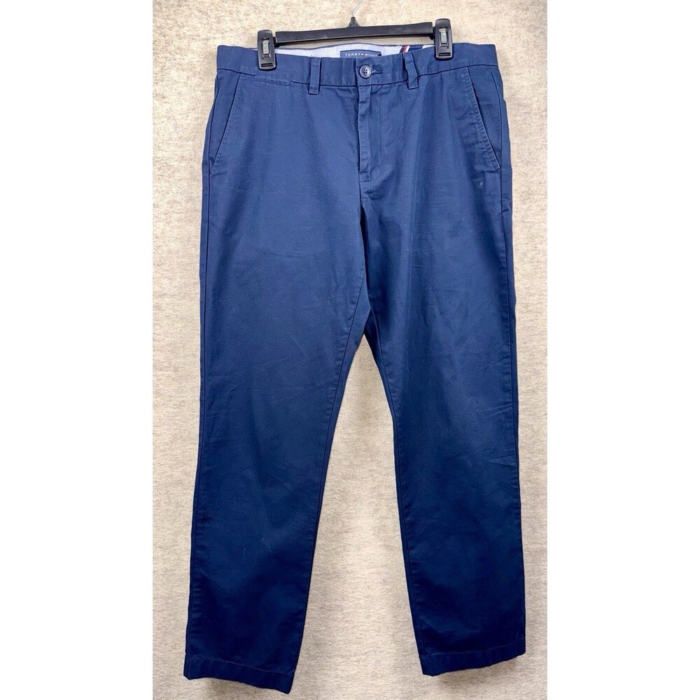 Tommy Hilfiger Men’s Custom Fit Chino Dress Pants Casual Business Blue 34x32